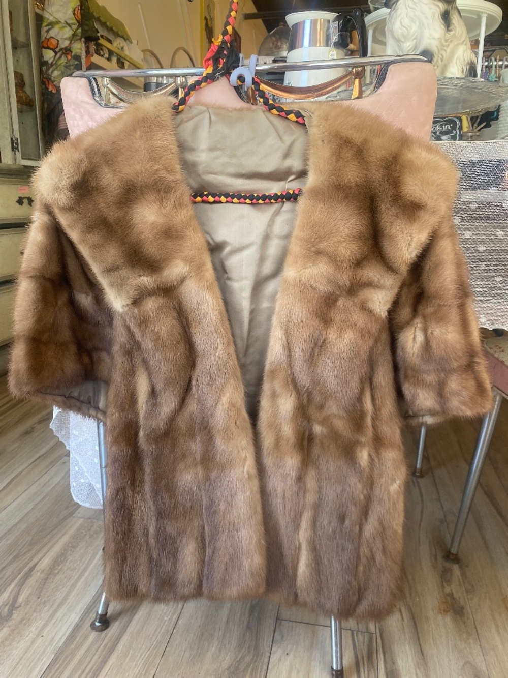Vintage Mink Fur Shawl Capelet Light Brown Real Fur Stole Old Hollywood Glam Eve